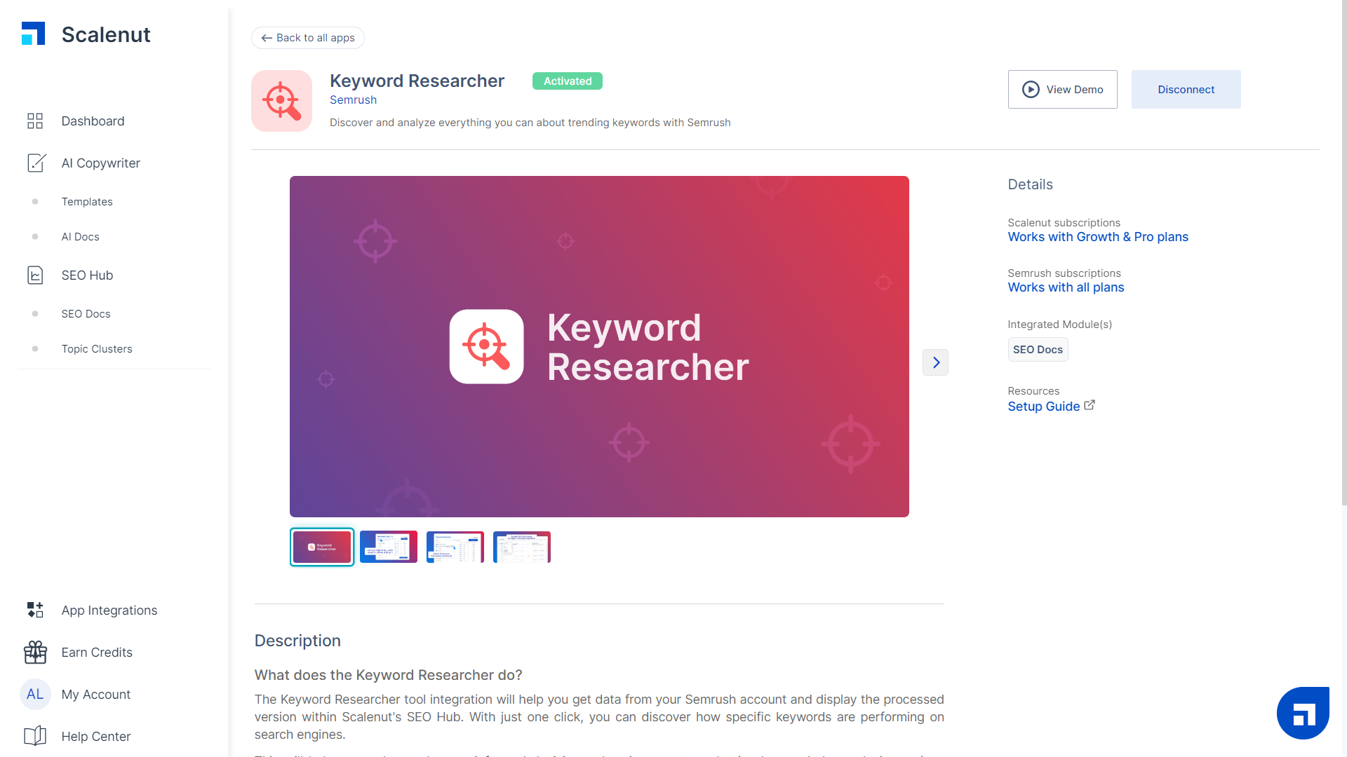 Keyword Researcher in Scalenut